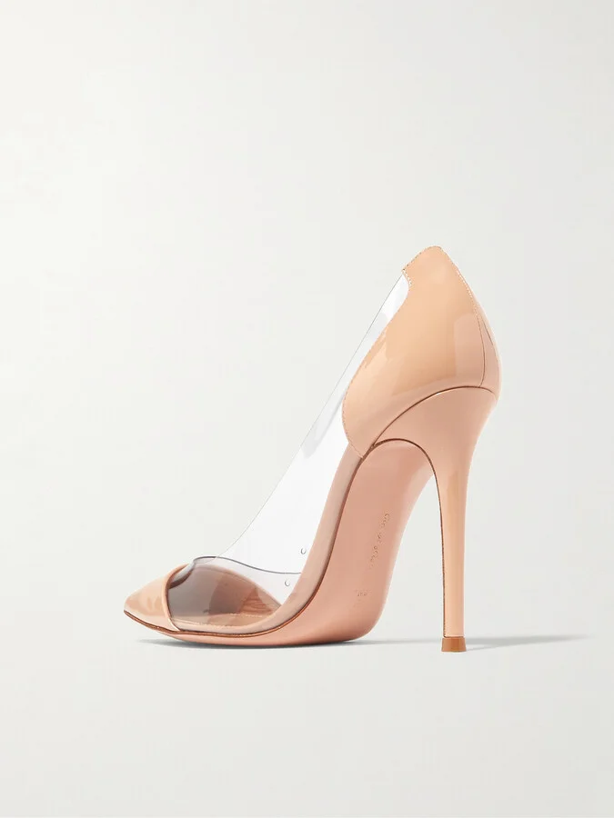 Gianvito Rossi - Plexi 105 Patent-leather And Pvc Pumps - Neutrals - Image 3