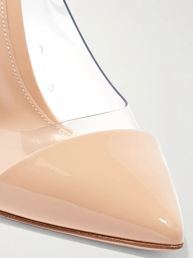 Gianvito Rossi - Plexi 105 Patent-leather And Pvc Pumps - Neutrals - Image 5