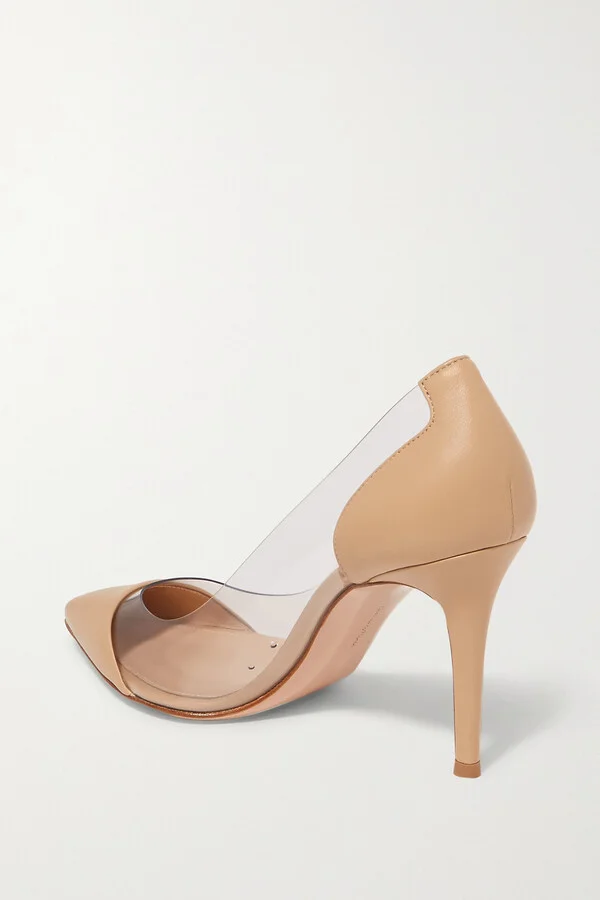 Gianvito Rossi - Plexi 85 Leather And Pvc Pumps - Neutrals - Image 3