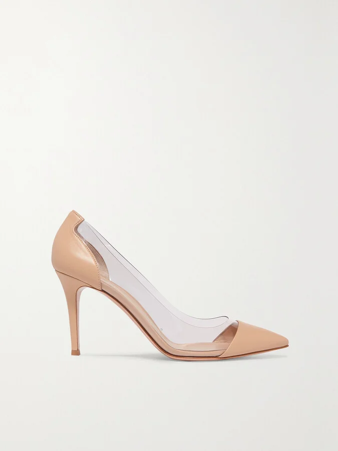 Gianvito Rossi - Plexi 85 Leather And Pvc Pumps - Neutrals