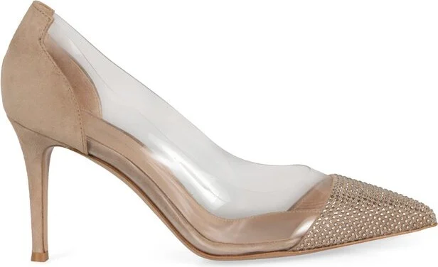 Gianvito Rossi Plexi Glitz Embellished Pumps