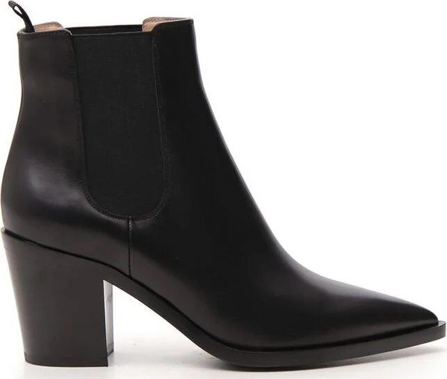 Gianvito Rossi Pointed Toe Mid Block Heel Ankle Boots
