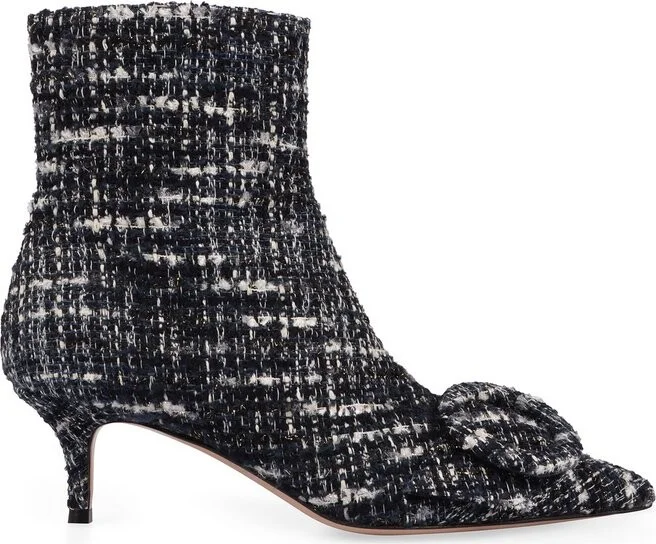 Gianvito Rossi Pointed Toe Tweed Ankle Boots