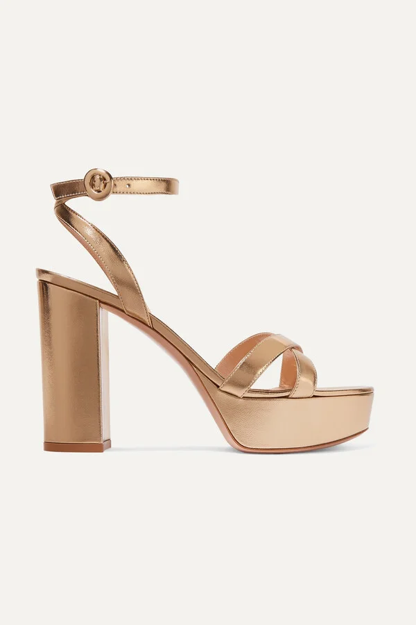 Gianvito Rossi - Poppy 120 Metallic Leather Platform Sandals - Gold