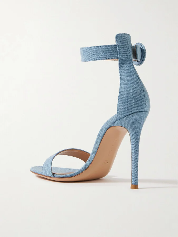 Gianvito Rossi - Portofino 105 Denim Sandals - Blue - Image 3