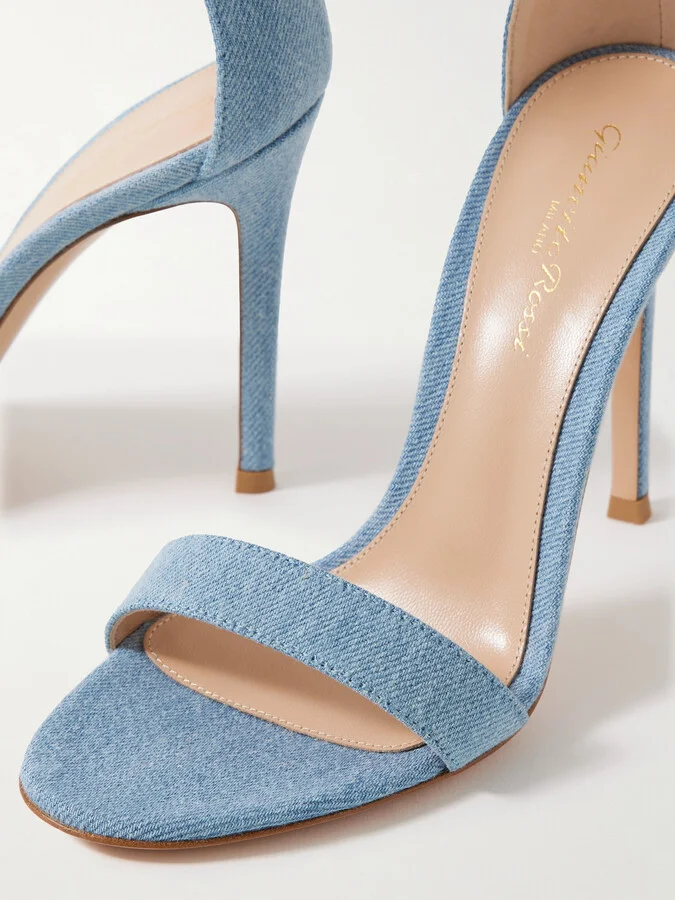 Gianvito Rossi - Portofino 105 Denim Sandals - Blue - Image 4
