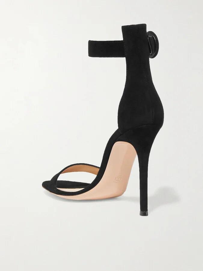 Gianvito Rossi - Portofino 105 Suede Sandals - Black - Image 3