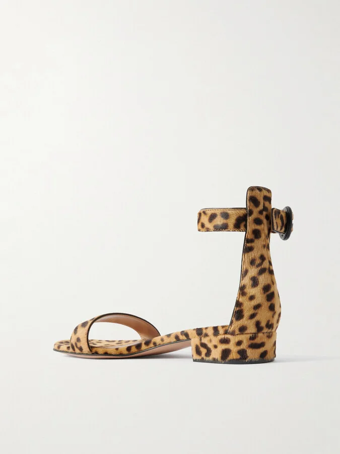 Gianvito Rossi - Portofino 20 Leopard-print Pony Hair Sandals - Animal print - Image 3