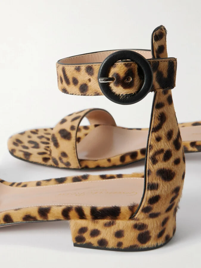 Gianvito Rossi - Portofino 20 Leopard-print Pony Hair Sandals - Animal print - Image 4