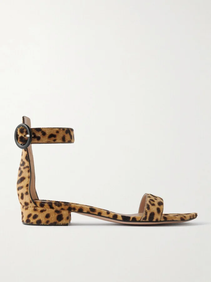 Gianvito Rossi - Portofino 20 Leopard-print Pony Hair Sandals - Animal print