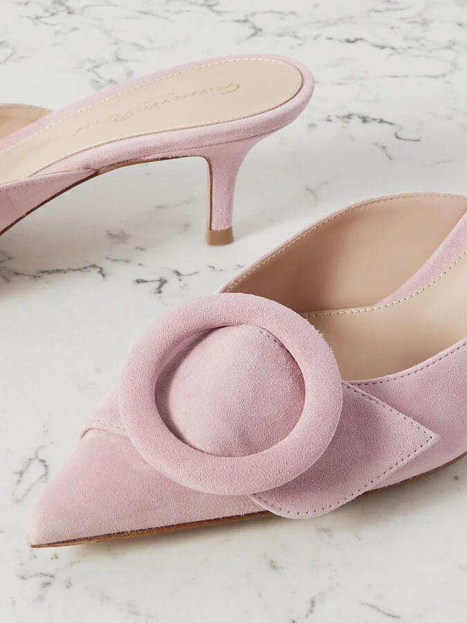 Gianvito Rossi - Portofino 55 Suede Mules - Pink - Image 4