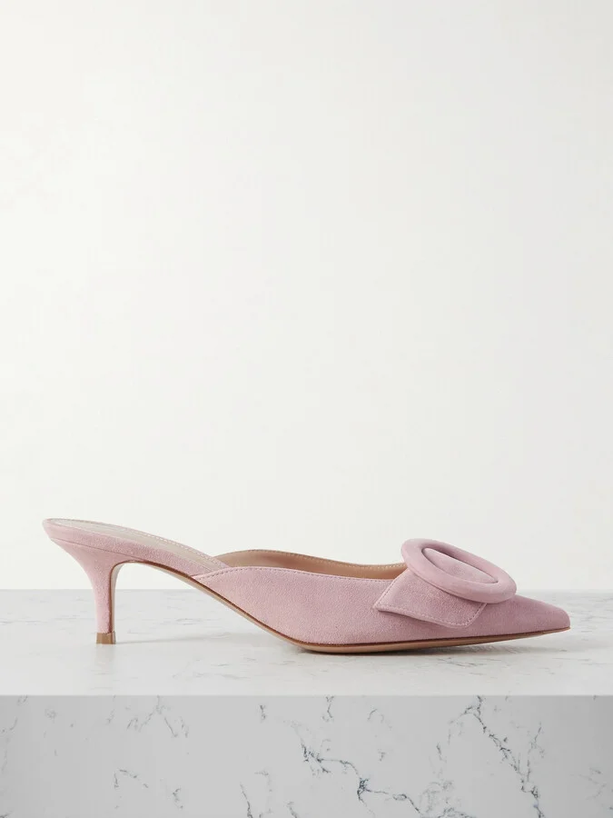 Gianvito Rossi - Portofino 55 Suede Mules - Pink