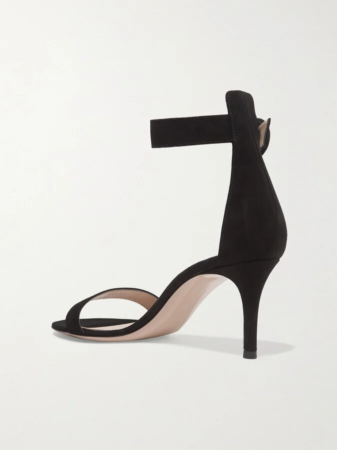 Gianvito Rossi - Portofino 70 Suede Sandals - Black - Image 3