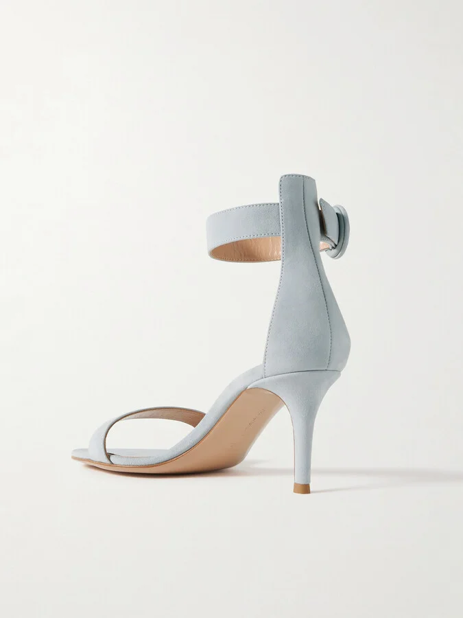 Gianvito Rossi - Portofino 70 Suede Sandals - Blue - Image 3