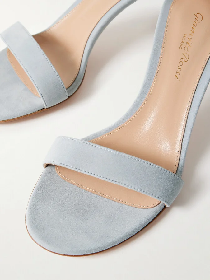 Gianvito Rossi - Portofino 70 Suede Sandals - Blue - Image 4