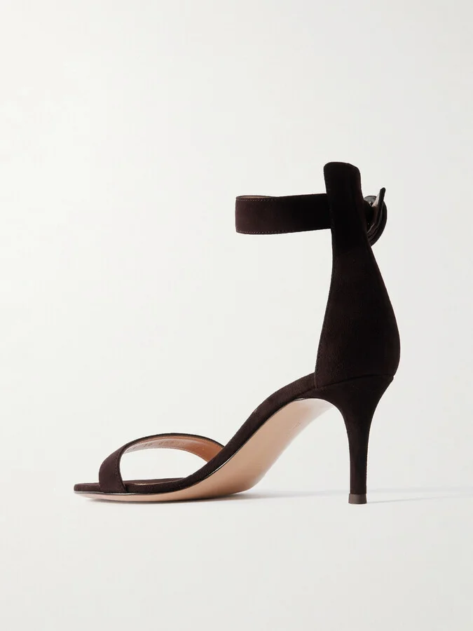 Gianvito Rossi - Portofino 70 Suede Sandals - Brown - Image 3
