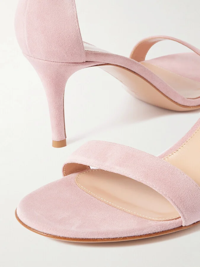 Gianvito Rossi - Portofino 70 Suede Sandals - Pink - Image 4