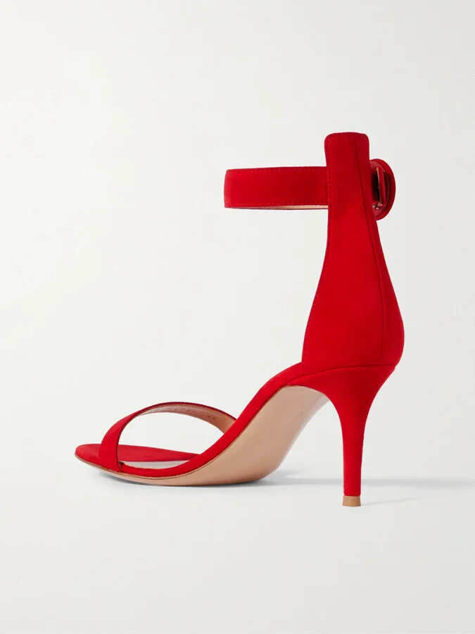 Gianvito Rossi - Portofino 70 Suede Sandals - Red - Image 3
