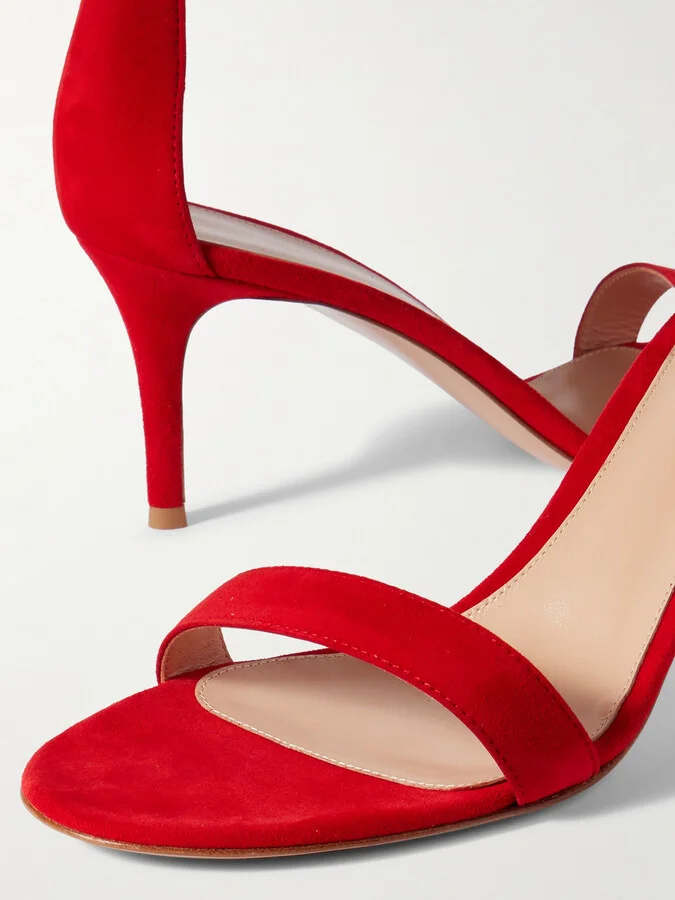 Gianvito Rossi - Portofino 70 Suede Sandals - Red - Image 4