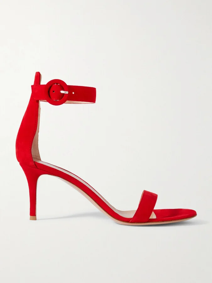 Gianvito Rossi - Portofino 70 Suede Sandals - Red