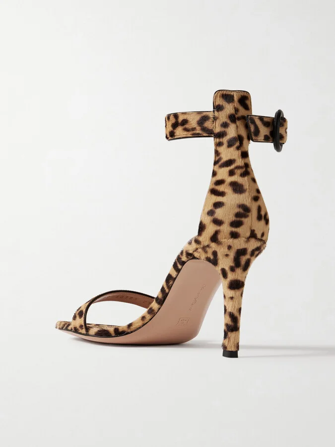 Gianvito Rossi - Portofino 85 Leopard-print Pony Hair Sandals - Animal print - Image 3
