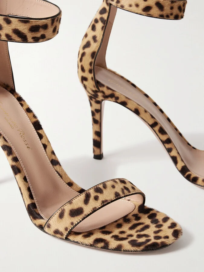 Gianvito Rossi - Portofino 85 Leopard-print Pony Hair Sandals - Animal print - Image 4