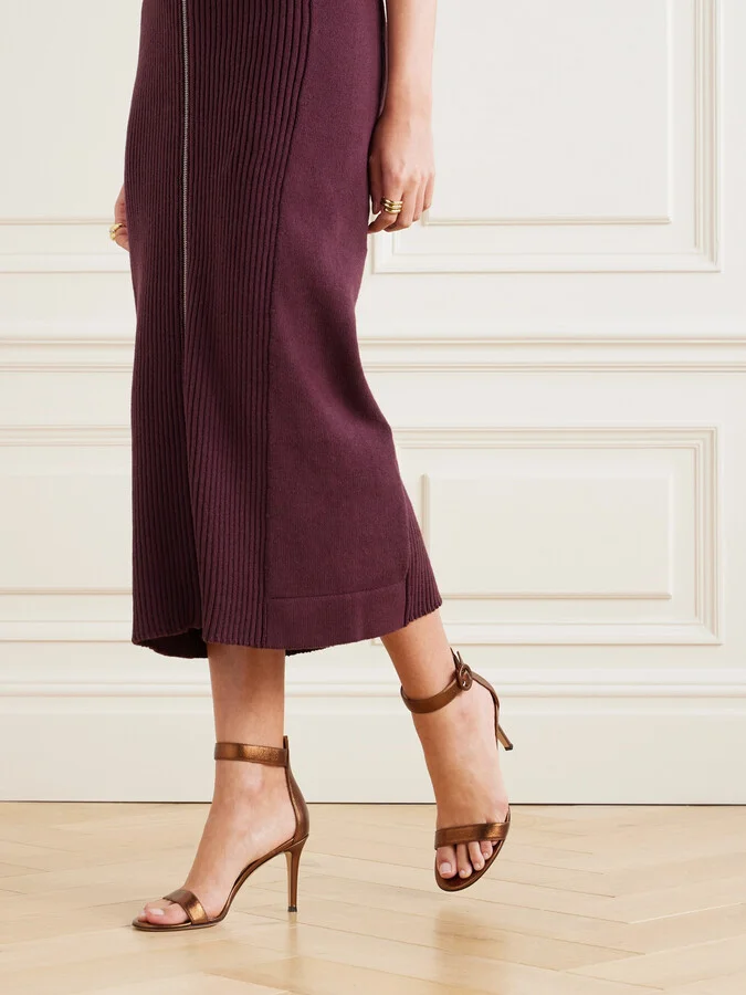 Gianvito Rossi - Portofino 85 Metallic Leather Sandals - Brown - Image 2