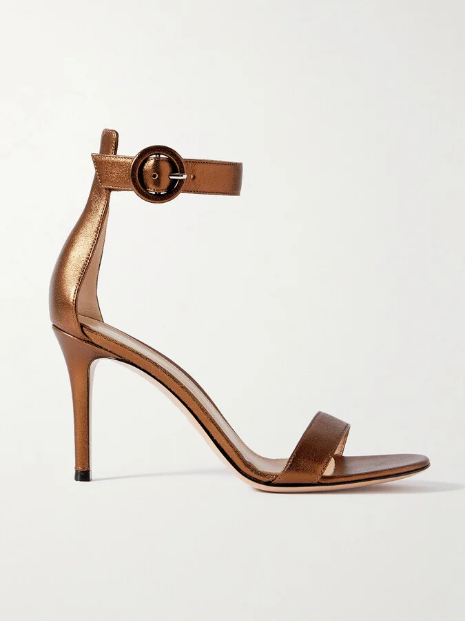Gianvito Rossi - Portofino 85 Metallic Leather Sandals - Brown