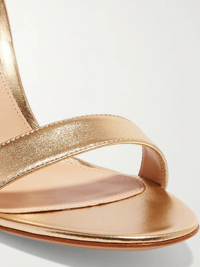 Gianvito Rossi - Portofino 85 Metallic Leather Sandals - Gold - Image 4