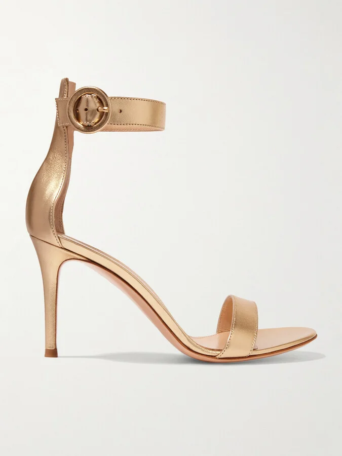 Gianvito Rossi - Portofino 85 Metallic Leather Sandals - Gold