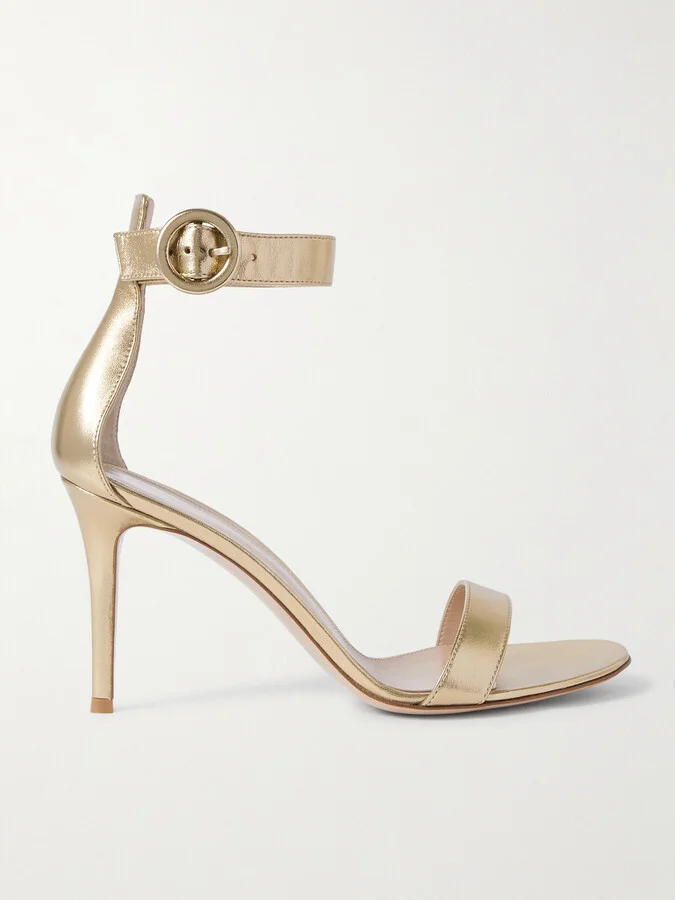 Gianvito Rossi - Portofino 85 Metallic Leather Sandals - Gold