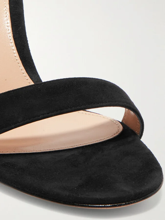 Gianvito Rossi - Portofino 85 Suede Sandals - Black - Image 4