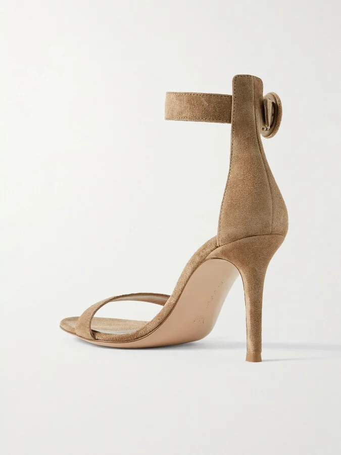 Gianvito Rossi - Portofino 85 Suede Sandals - Brown - Image 3