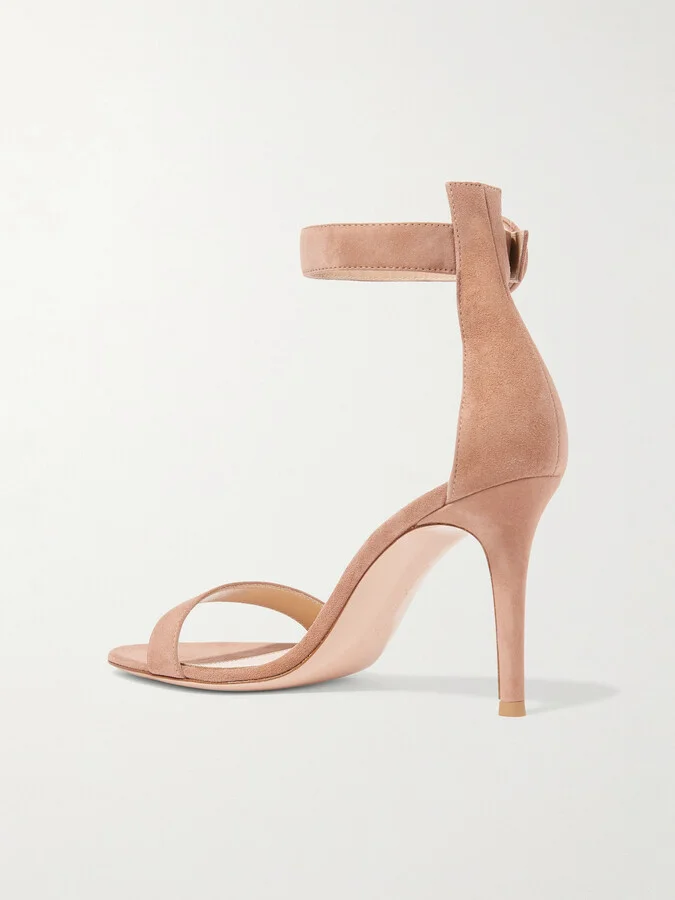 Gianvito Rossi - Portofino 85 Suede Sandals - Neutrals - Image 3