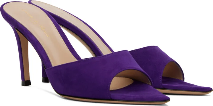 Gianvito Rossi Purple Elle 85 Mules - Image 4