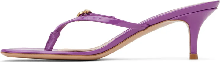 Gianvito Rossi Purple Ribbon Thong 55 Heeled Sandals - Image 3