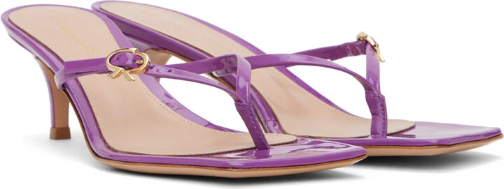 Gianvito Rossi Purple Ribbon Thong 55 Heeled Sandals - Image 4