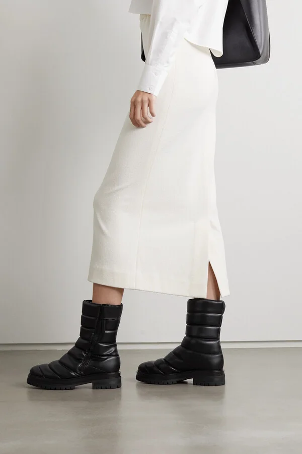 Gianvito Rossi - Quilted Faux Leather Ankle Boots - Black - Image 2