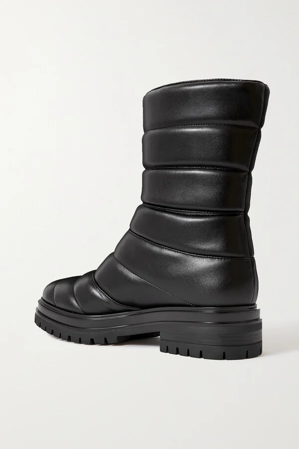 Gianvito Rossi - Quilted Faux Leather Ankle Boots - Black - Image 3