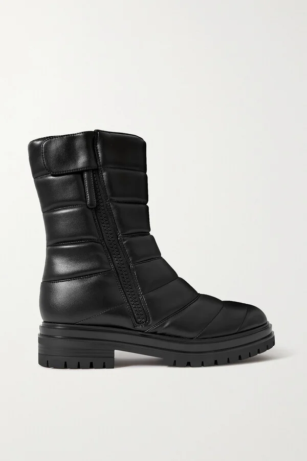 Gianvito Rossi - Quilted Faux Leather Ankle Boots - Black