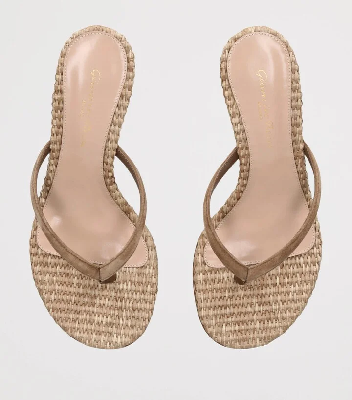 Gianvito Rossi Raffia Calypso Thong Sandals 45 - Image 4