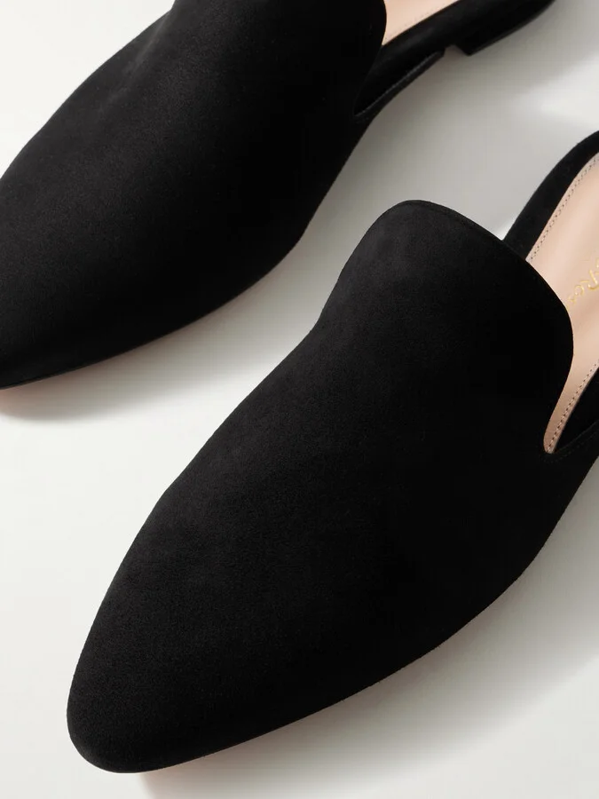 Gianvito Rossi - Raja Suede Slippers - Black - Image 4