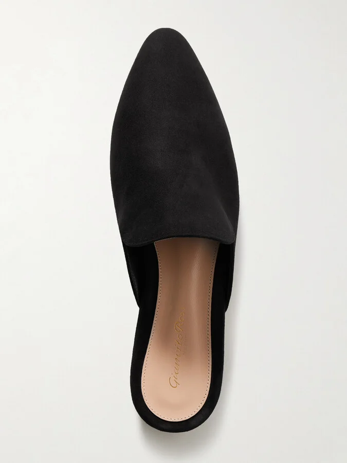 Gianvito Rossi - Raja Suede Slippers - Black - Image 5