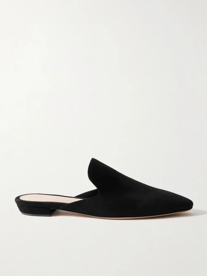 Gianvito Rossi - Raja Suede Slippers - Black