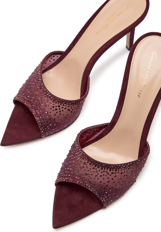 Gianvito Rossi Rania 85 Crystal-embellished Mesh Mules - Image 3