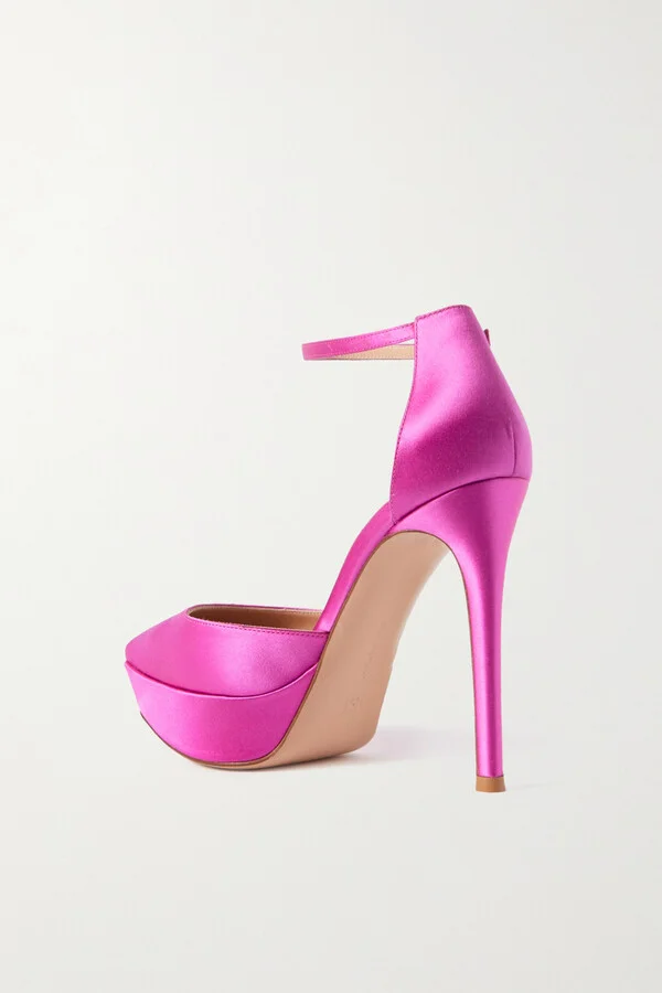 Gianvito Rossi - Raso 85mm Satin Platform Pumps - Pink - Image 3