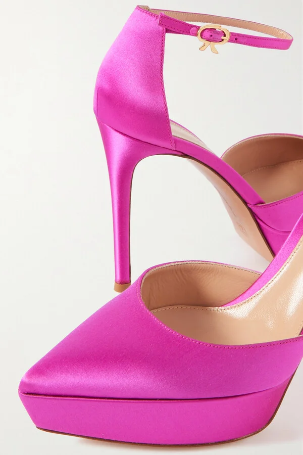 Gianvito Rossi - Raso 85mm Satin Platform Pumps - Pink - Image 4