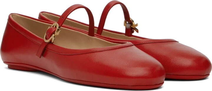 Gianvito Rossi Red Carla Ballerina Flats - Image 4