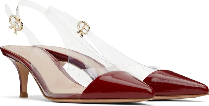 Gianvito Rossi Red Plexi Sling 55 Heels - Image 4