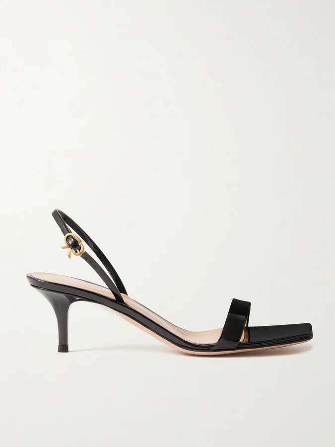 Gianvito Rossi - Ribbon 55 Patent-leather Slingback Sandals - Black